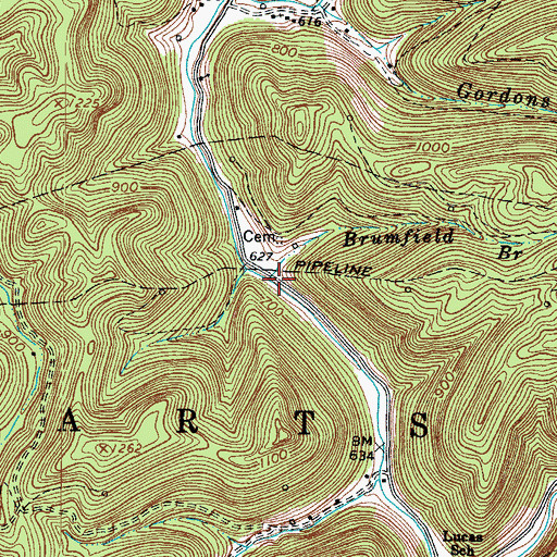 Topographic Map of Brumfield Branch, WV