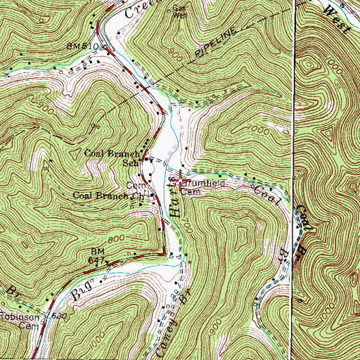 Topographic Map of Brumfield Cemetery, WV