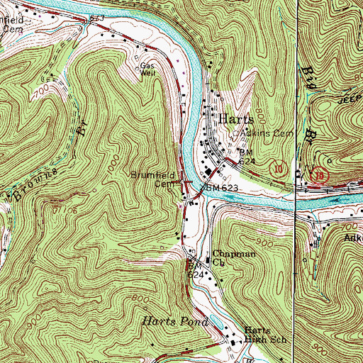 Topographic Map of Brumfield Cemetery, WV