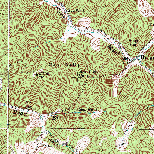 Topographic Map of Brumfield Cemetery, WV