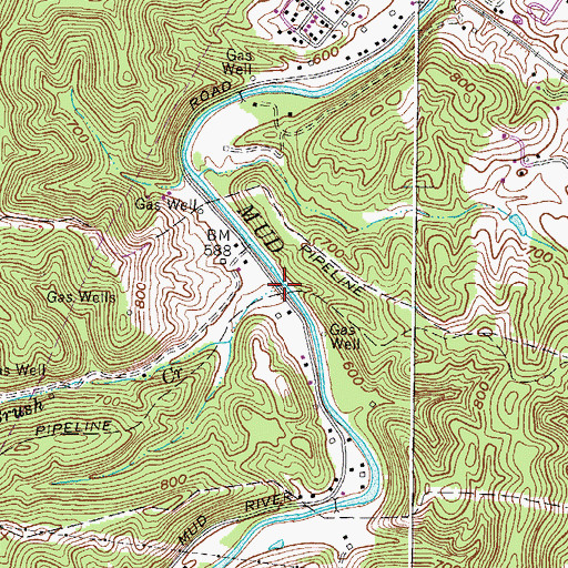 Topographic Map of Brush Creek, WV