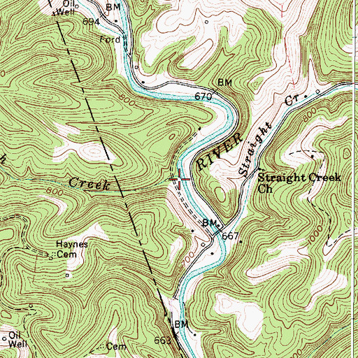 Topographic Map of Brush Creek, WV