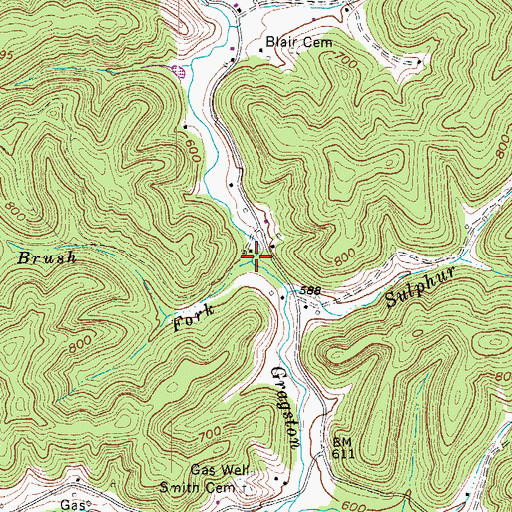 Topographic Map of Brush Fork, WV