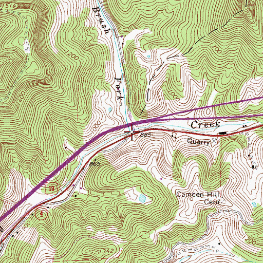 Topographic Map of Brush Fork, WV