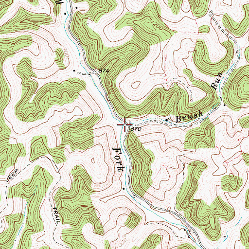 Topographic Map of Brush Run, WV