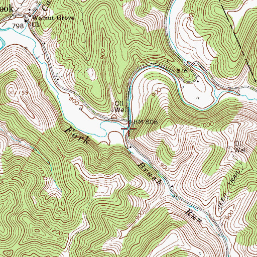 Topographic Map of Brush Run, WV