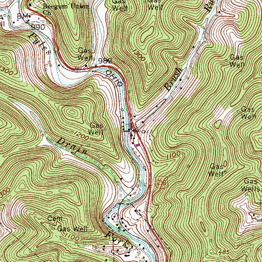 Topographic Map of Brush Run, WV