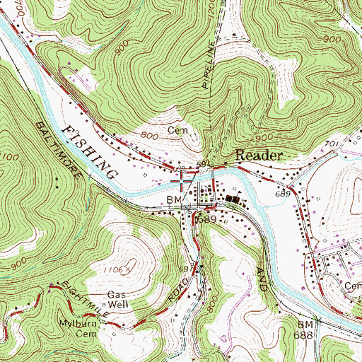 Topographic Map of Brush Run, WV