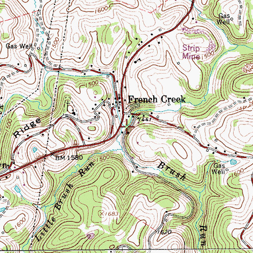 Topographic Map of Brush Run, WV