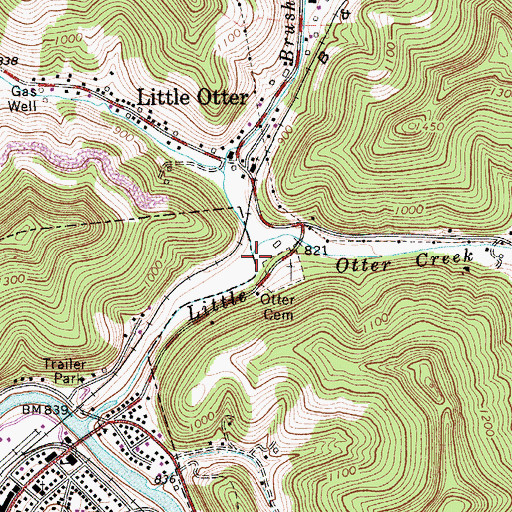 Topographic Map of Brushy Branch, WV
