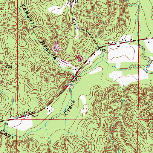 Topographic Map of Tanyard Branch, AL