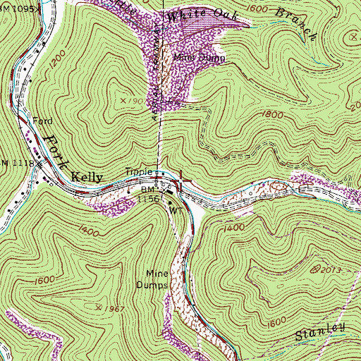 Topographic Map of Brushy Fork, WV