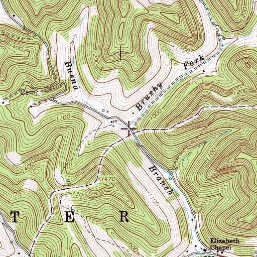 Topographic Map of Brushy Fork, WV