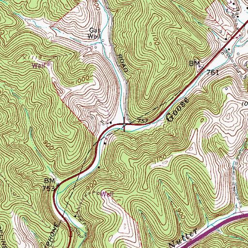 Topographic Map of Brushy Fork, WV