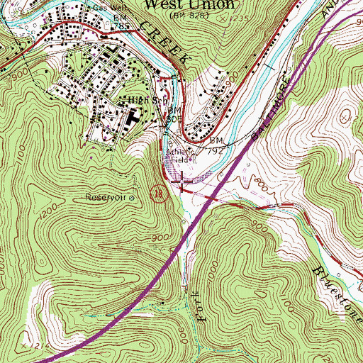Topographic Map of Brushy Fork, WV