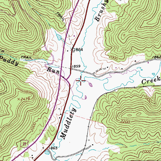 Topographic Map of Brushy Fork, WV