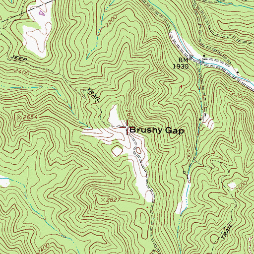 Topographic Map of Brushy Gap, WV