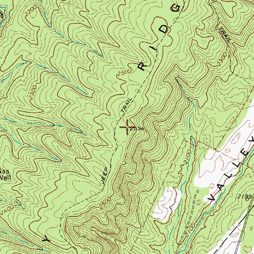 Topographic Map of Brushy Ridge, WV