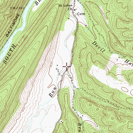 Topographic Map of Brushy Run, WV