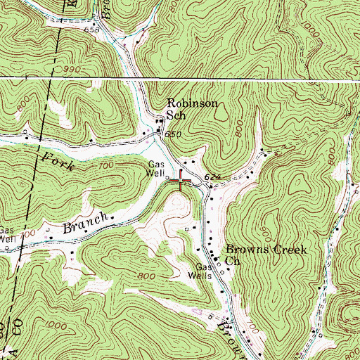 Topographic Map of Bryan Branch, WV