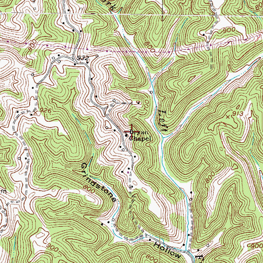 Topographic Map of Bryan Chapel, WV