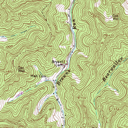 Topographic Map of Bryant Cemetery, WV