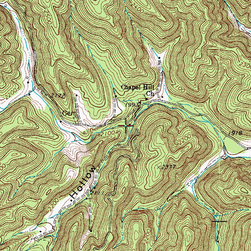 Topographic Map of Bryant Hollow, WV