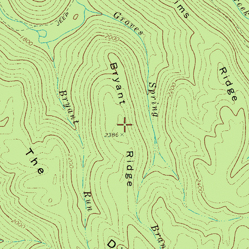 Topographic Map of Bryant Ridge, WV