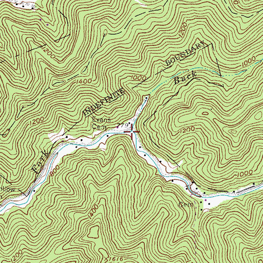 Topographic Map of Buck Branch, WV