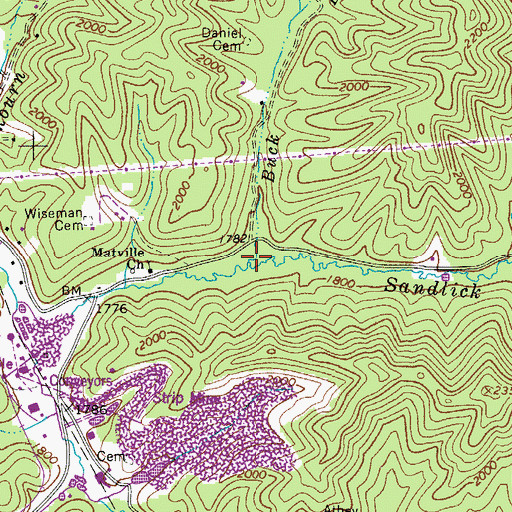 Topographic Map of Buck Branch, WV