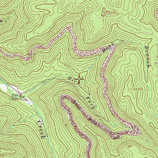 Topographic Map of Buck Branch, WV