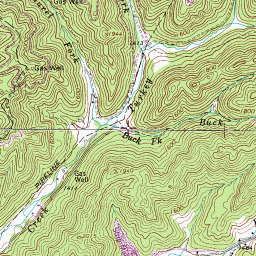 Topographic Map of Buck Fork, WV