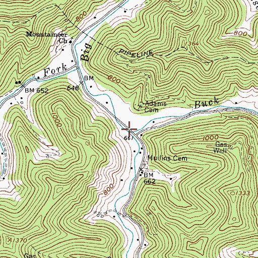 Topographic Map of Buck Fork, WV