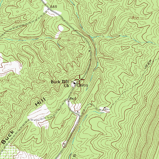 Topographic Map of Buck Hill Church, WV