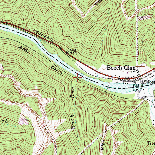 Topographic Map of Buck Run, WV