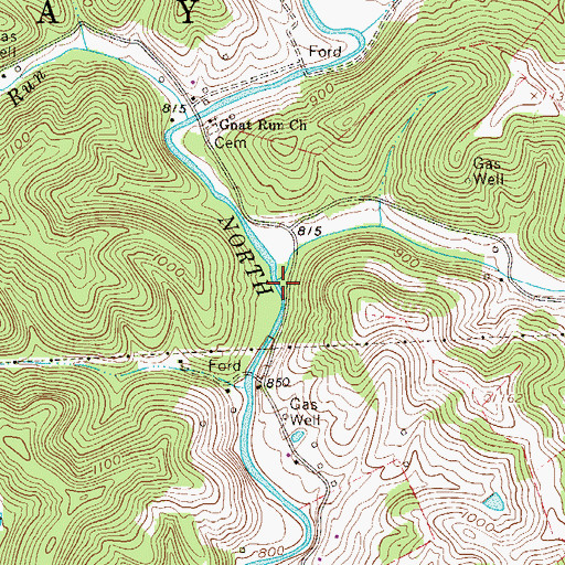 Topographic Map of Buck Run, WV