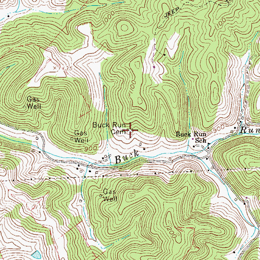 Topographic Map of Buck Run Cemetery, WV