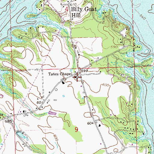 Topographic Map of Tates Chapel Baptist Church, AL