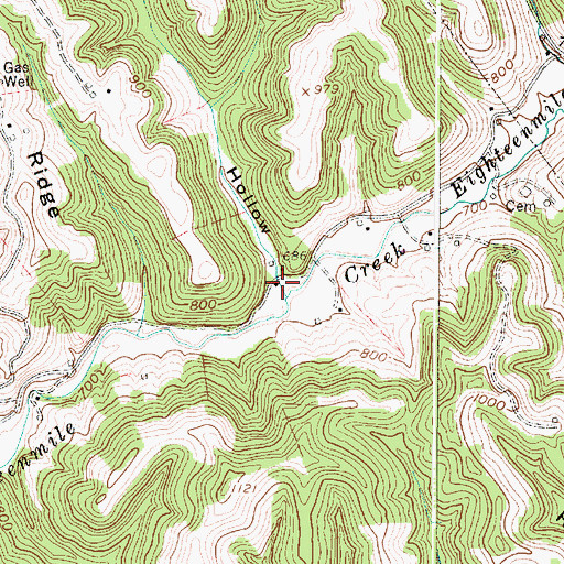 Topographic Map of Buckelew Hollow, WV