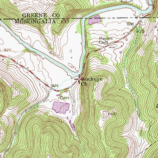 Topographic Map of Dunkard Methodist Protestant Church, WV
