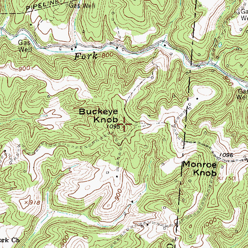 Topographic Map of Buckeye Knob, WV