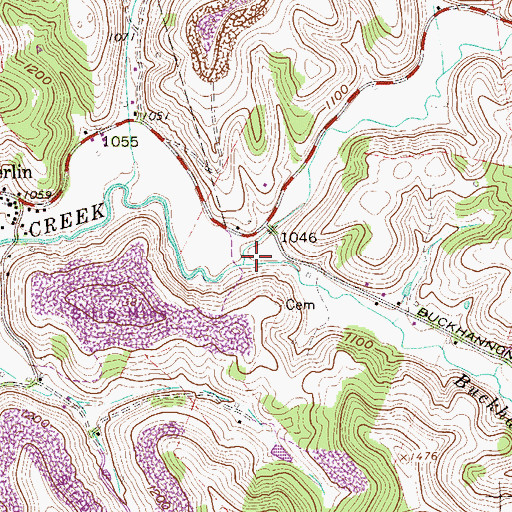 Topographic Map of Buckhannon Run, WV