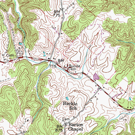Topographic Map of Buckle Cemetery, WV