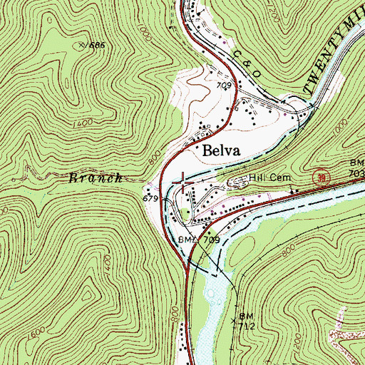 Topographic Map of Buckles Branch, WV