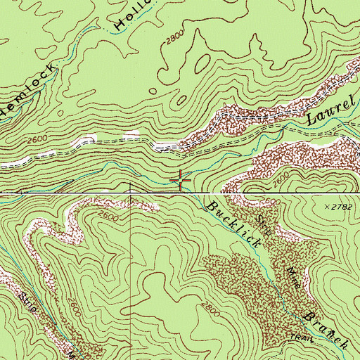 Topographic Map of Bucklick Branch, WV