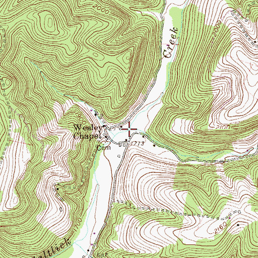 Topographic Map of Bucklick Run, WV