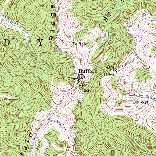 Topographic Map of Buffalo Church (historical), WV