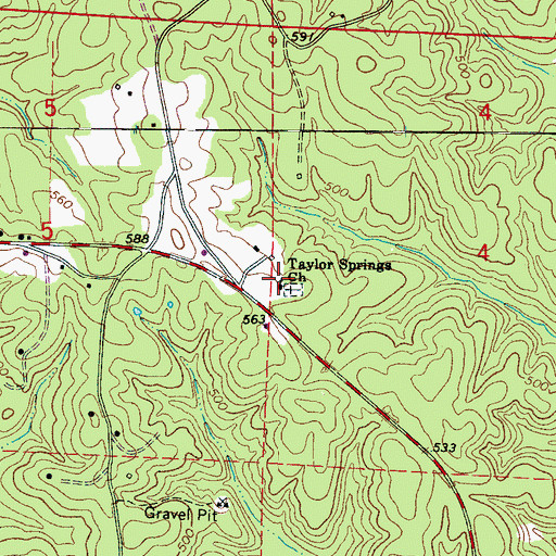 Topographic Map of Taylor Springs Freewill Baptist Church, AL