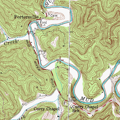 Topographic Map of Buffalo Creek, WV