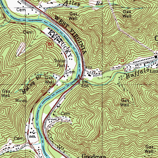 Topographic Map of Buffalo Creek, WV